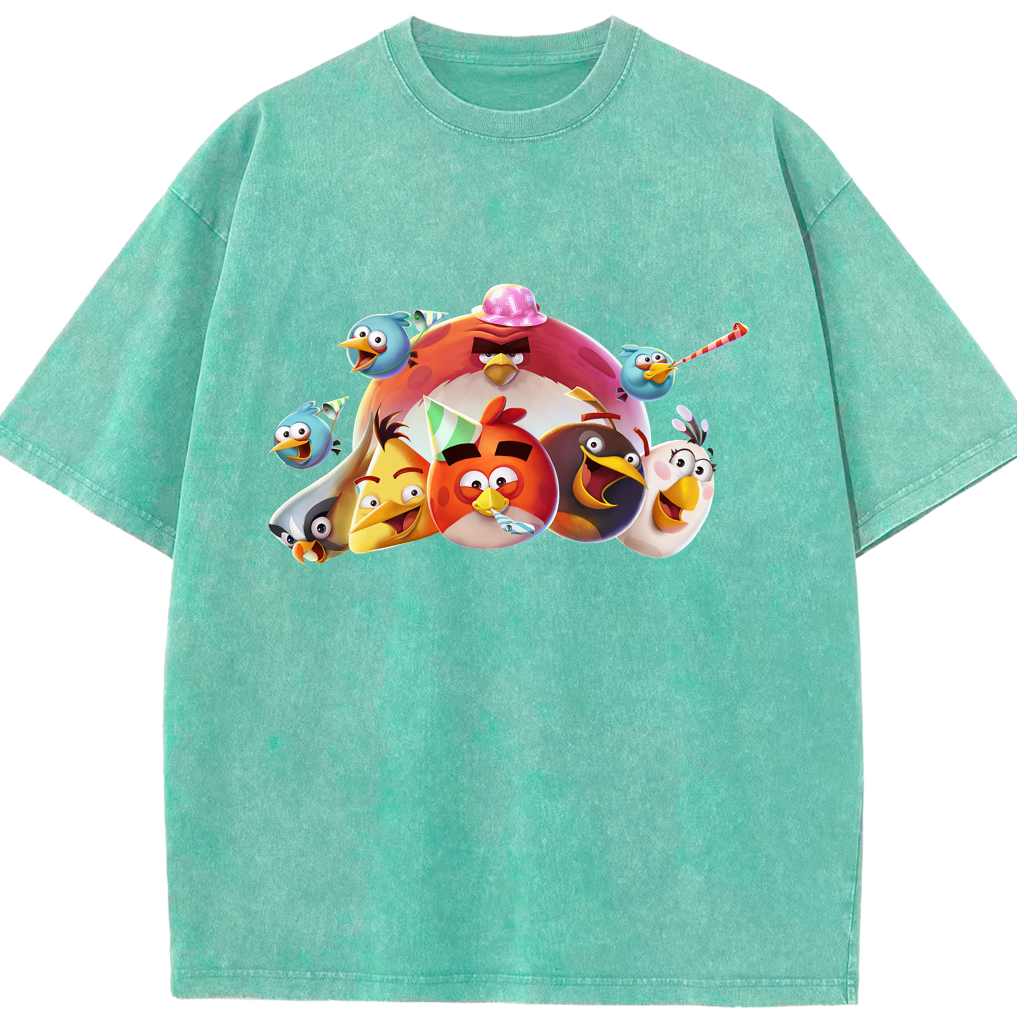 （画像用） Angry Birds アングリーバード 綿100% ヴィンテージ風 半袖Tシャツ（フロントプリント）